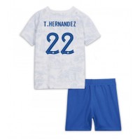Billiga Frankrike Theo Hernandez #22 Barnkläder Borta fotbollskläder till baby VM 2022 Kortärmad (+ Korta byxor)